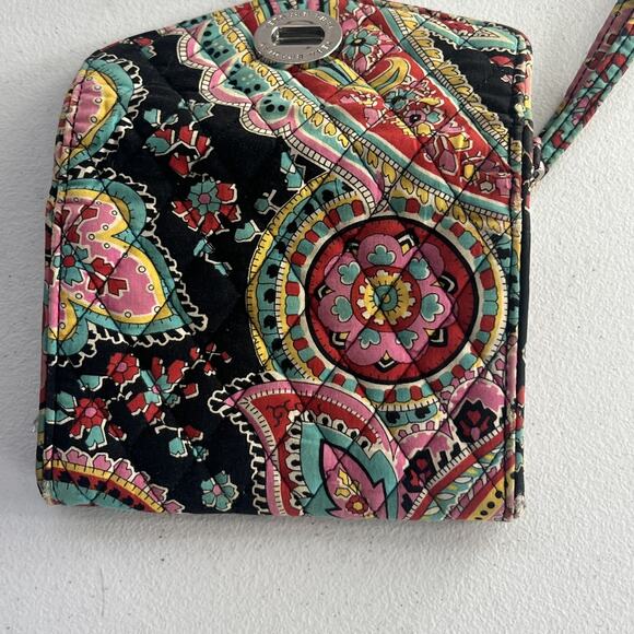 Vera Bradley Wallet Wristlet 6.5" Twist lock Multicolor Quilted Geometric Floral - Picture 5 of 11
